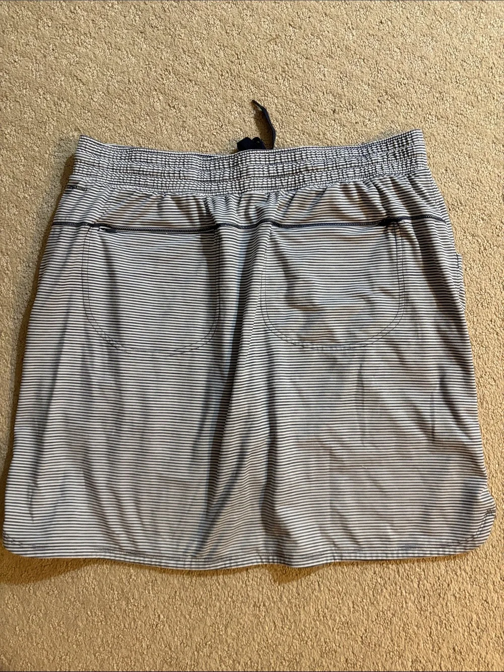 Duluth Trading Co.  Drawstring Knit Stripe Skort- Blue & White